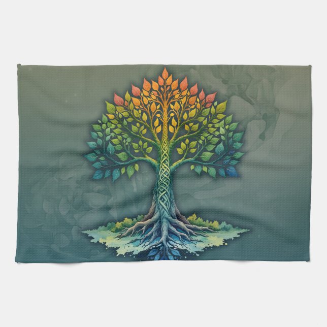 Baum des Lebens - Wechselnde Dämmerung  Geschirrtuch (Horizontal)