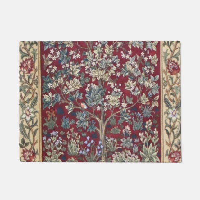 Baum des Lebens William Morris Rot Fußmatte (Vorderseite)