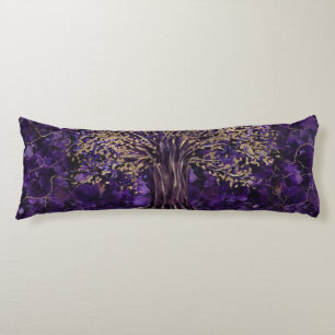 Baum des Lebens - Yggdrasil Amethyst und Gold Seitenschläferkissen