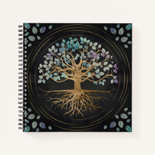 Baum des Lebens - Yggdrasil - Gold und Gemälde Notizbuch