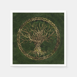 Baum des Lebens - Yggdrasil - grün und gold Serviette
