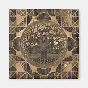 Baum des Lebens - Yggdrasil - hölzerne Barke und Magnet