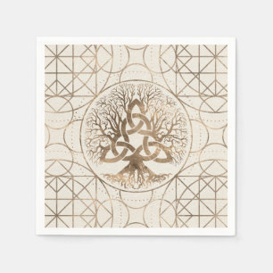 Baum des Lebens - Yggdrasil mit Gold von Triquetra Serviette