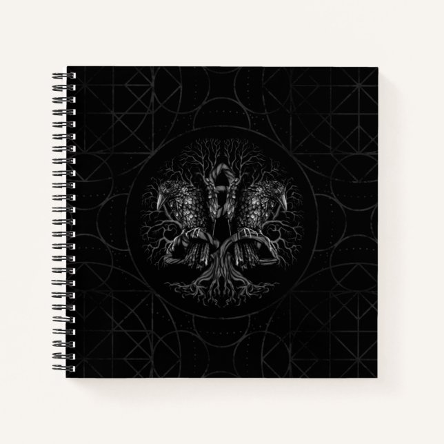 Baum des Lebens - Yggdrasil mit Raben Notizbuch (Vorderseite)
