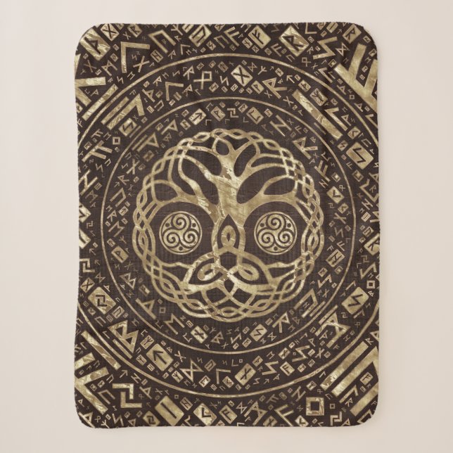 Baum des Lebens - Yggdrasil mit Trinity Knot Sherpadecke (Vorderseite)