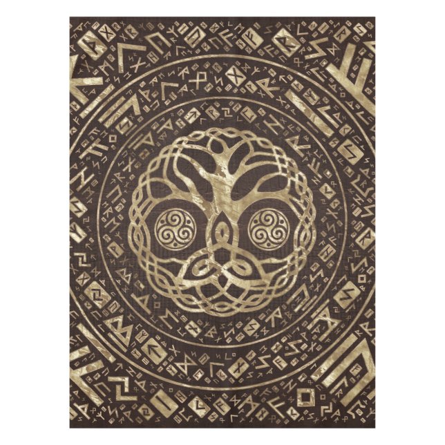 Baum des Lebens - Yggdrasil mit Trinity Knot Tischdecke (Vorderseite)