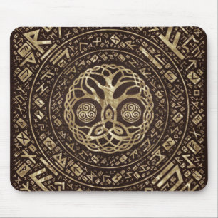 Baum des Lebens - Yggdrasil mit Trinity Knoten Mousepad