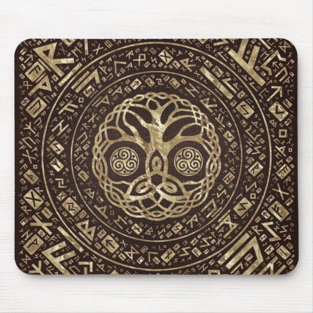 Baum des Lebens - Yggdrasil mit Trinity Knoten Mousepad (Vorne)