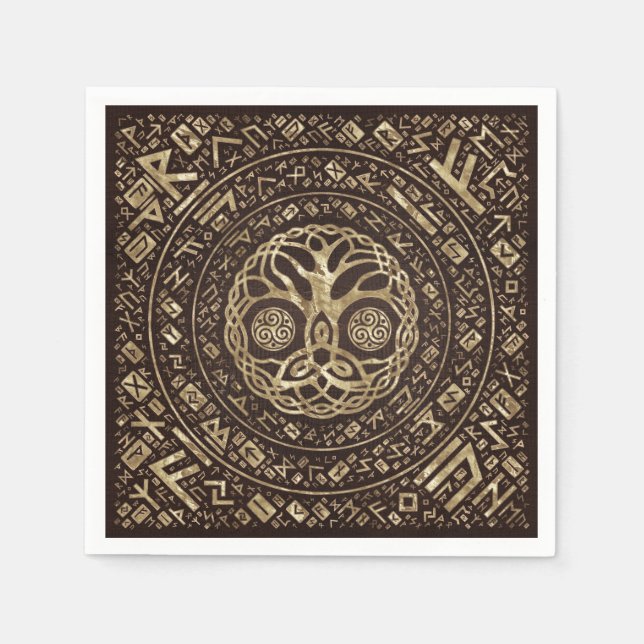 Baum des Lebens - Yggdrasil mit Trinity Knoten Serviette (Vorderseite)