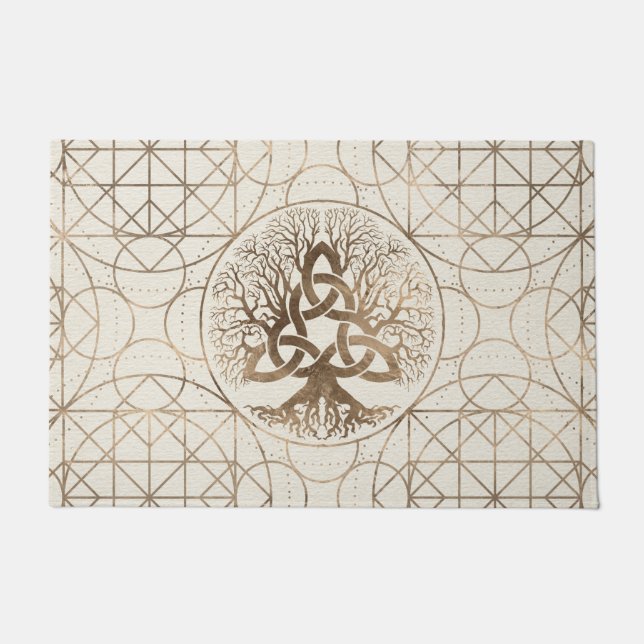 Baum des Lebens - Yggdrasil mit Triquetra Fußmatte (Vorderseite)
