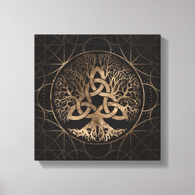 Baum des Lebens - Yggdrasil mit Triquetra Leinwanddruck (Vorderseite)