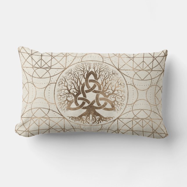 Baum des Lebens - Yggdrasil mit Triquetra Lendenkissen (Vorderseite)