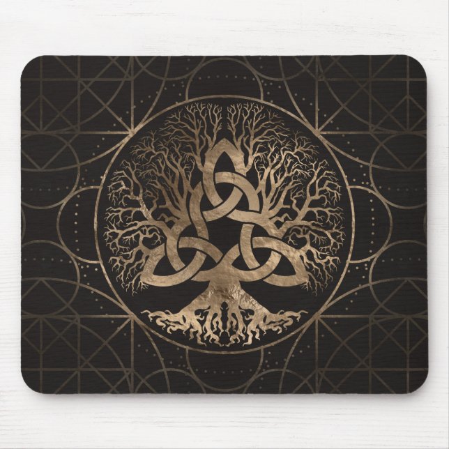 Baum des Lebens - Yggdrasil mit Triquetra Mousepad (Vorne)