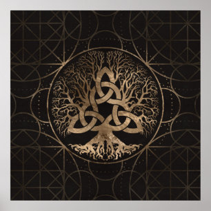 Baum des Lebens - Yggdrasil mit Triquetra Poster