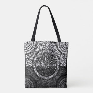 Baum des Lebens - Yggdrasil- Punkt-KunstGrayscale Tasche