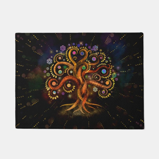 Baum des Lebens - Yggdrasil - Rainbow Swirl Fußmatte (Vorderseite)