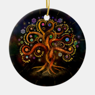 Baum des Lebens - Yggdrasil - Rainbow Swirl Keramik Ornament