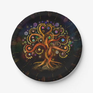 Baum des Lebens - Yggdrasil - Rainbow Swirl Pappteller