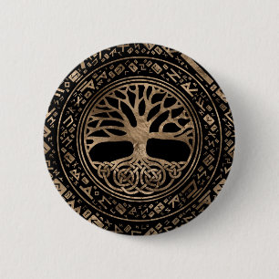 Baum des Lebens - Yggdrasil-Runenmuster Button