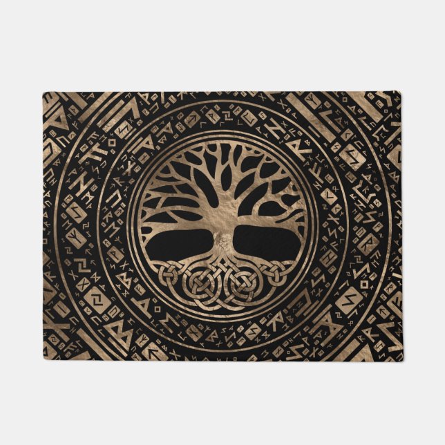 Baum des Lebens - Yggdrasil-Runenmuster Fußmatte (Vorderseite)