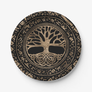 Baum des Lebens - Yggdrasil-Runenmuster Pappteller