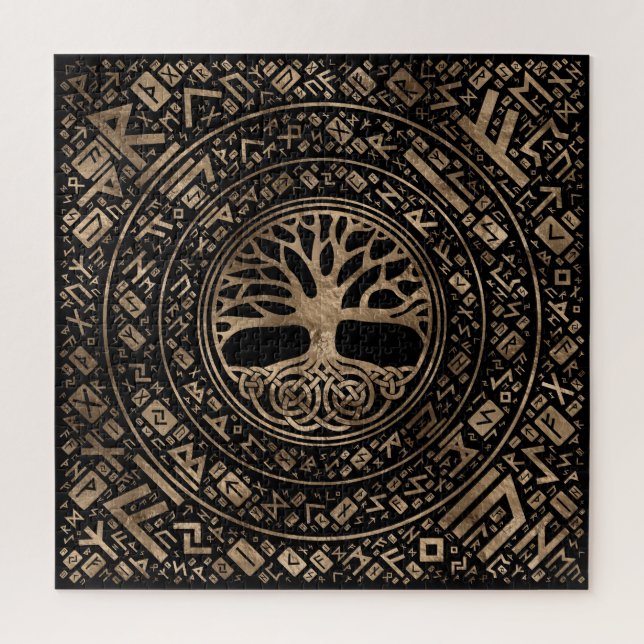 Baum des Lebens - Yggdrasil Runic Pattern (Vertikal)