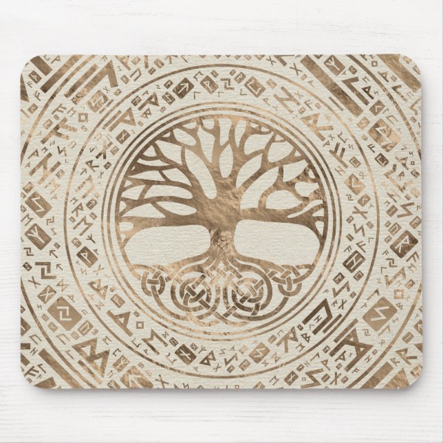 Baum des Lebens - Yggdrasil Runic Pattern Mousepad (Vorne)