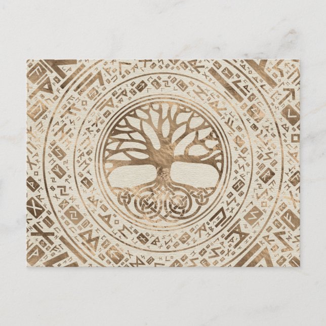 Baum des Lebens - Yggdrasil Runic Pattern Postkarte (Vorderseite)