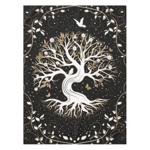 Baum des Lebens - Yggdrasil - Schwarz-weiß und Go Tischdecke