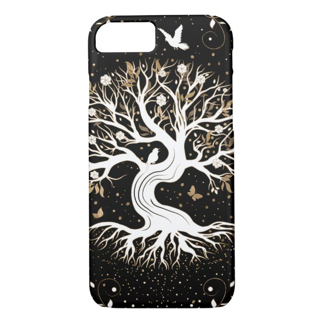 Baum des Lebens - Yggdrasil - Schwarz-weiß und Gol Case-Mate iPhone Hülle (Rückseite)