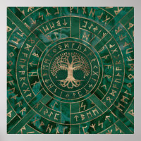 Baum des Lebens - Yggdrasil und Futhark - Malachit