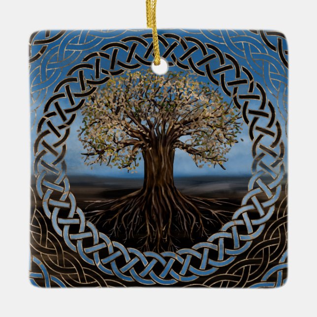 Baum des Lebens - Yggdrasil Zeichnen Keramikornament (Vorderseite)