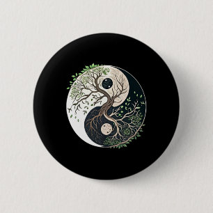 Baum des Lebens Yin Yang Yoga Natur Lanzenkunst Button