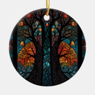 Baum des Lebensmosaik-Buntglaseffekts Keramik Ornament