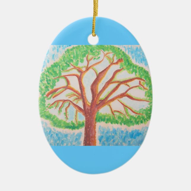 Baum des lebensovalen Ornaments Keramikornament (Vorne)
