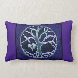 Baum des Lebensweges Pillow in Blau und Lila Lendenkissen