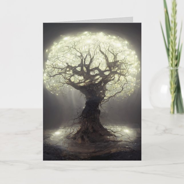 Baum des Lichts Ruhe Grußkarte/Notizkarte Karte (Vorderseite)