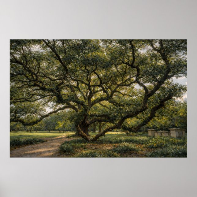 Baum des südlichen Lebens | Live Oak Kunst | Poste Poster (Vorne)