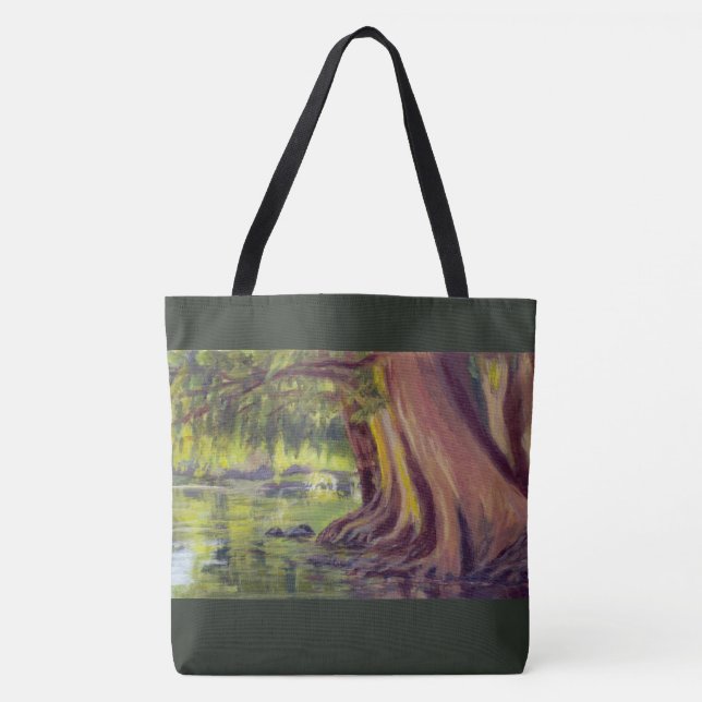 Baum durch ruhiges Wasser-Grünes auf Spitze und Tasche (Vorderseite)