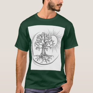 Baum Esoterisches Tattoo Gezeichnet in Gravur St T-Shirt