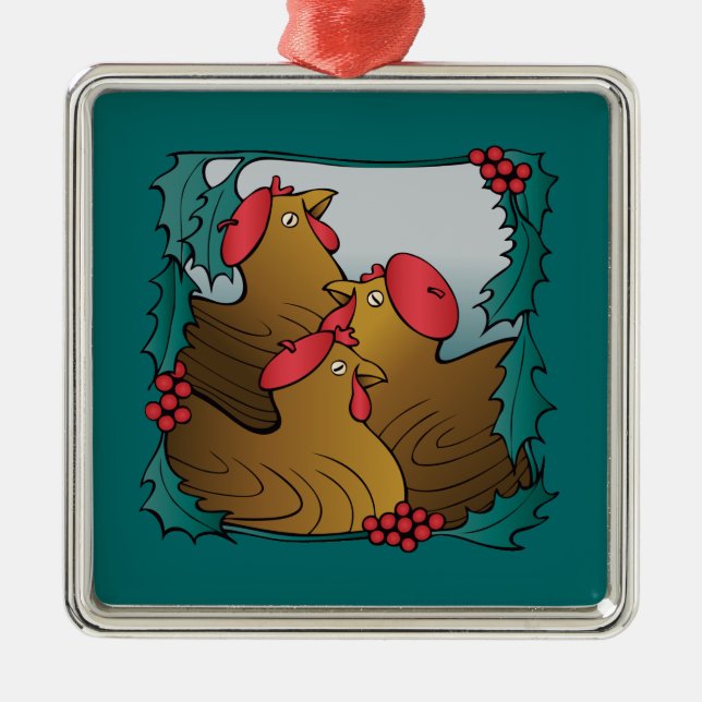 Baum-Franzose-Hennen Silbernes Ornament (Vorne)