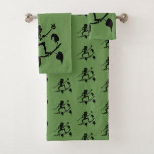 Baum-Frosch-Silhouette Badhandtuch Set