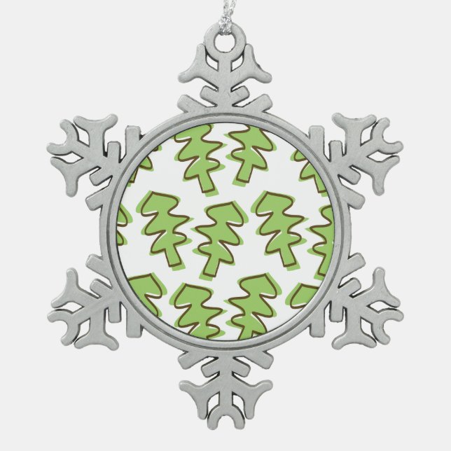 Baum gemustert schneeflocken Zinn-Ornament (Vorderseite)