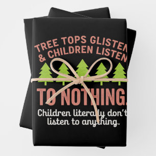 Baum glänzt und Kinder hören nichts lehren Geschenkpapier Set
