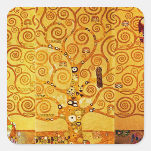 Baum Gustav Klimt Nouveau Quadratischer Aufkleber