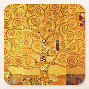 Baum Gustav Klimt Nouveau Rechteckiger Pappuntersetzer