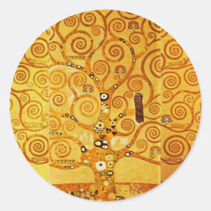 Baum Gustav Klimt Nouveau Runder Aufkleber