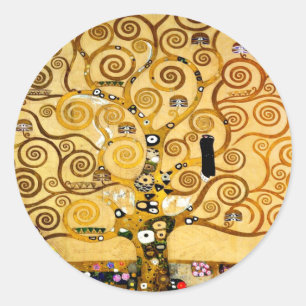Baum Gustav Klimt Nouveau Runder Aufkleber
