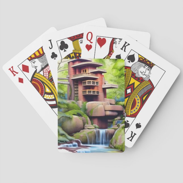 Baum Haus Digitale Kunst Spielkarten (Rückseite)