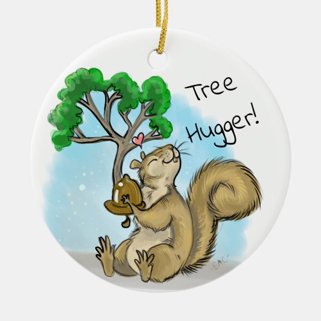 Baum Hugger! Eichhörnchen Keramik Ornament (Vorne)